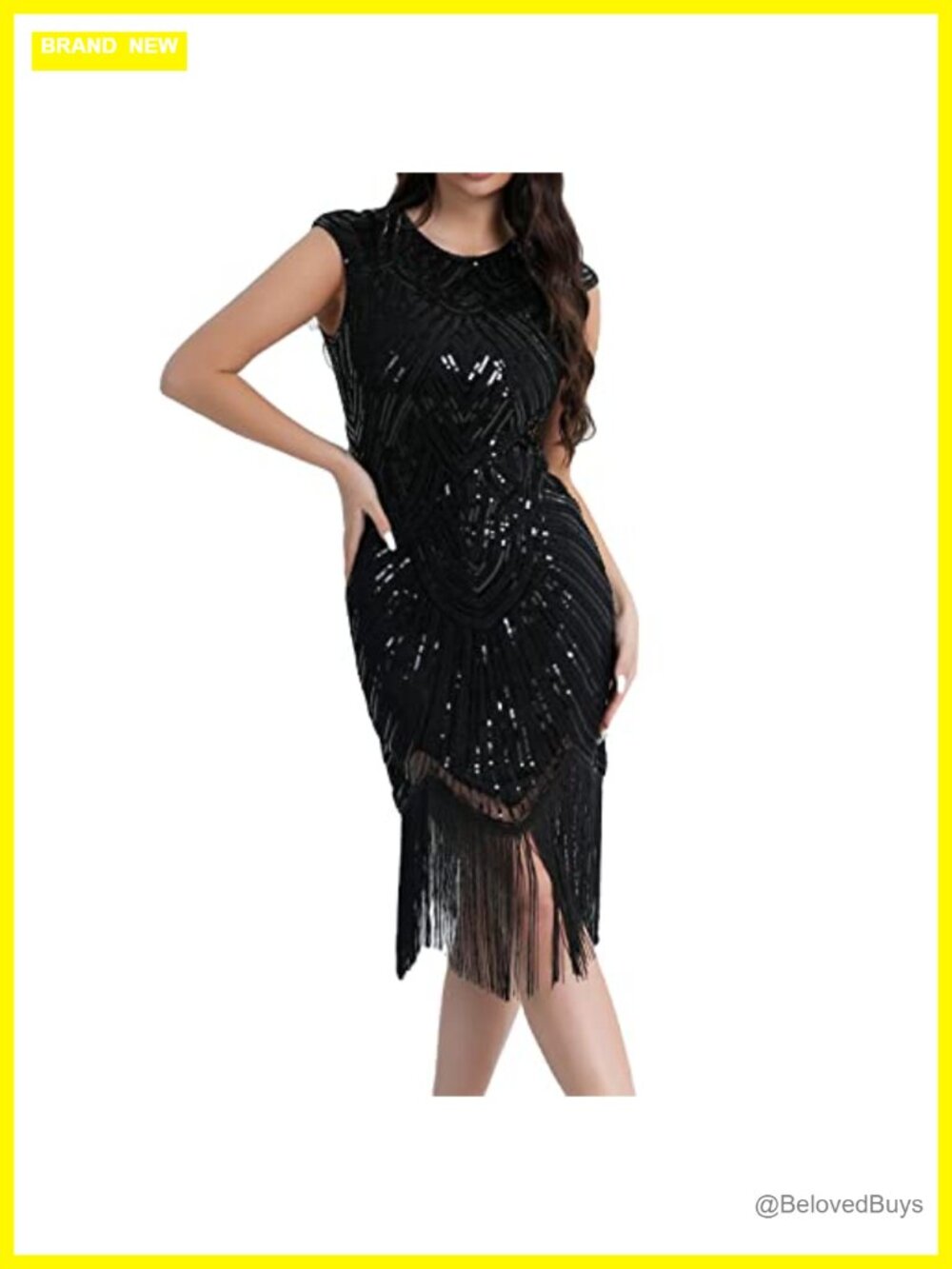 Sequin Fringed Flapper Dress 1920s Gatsby Cocktail Party Dress